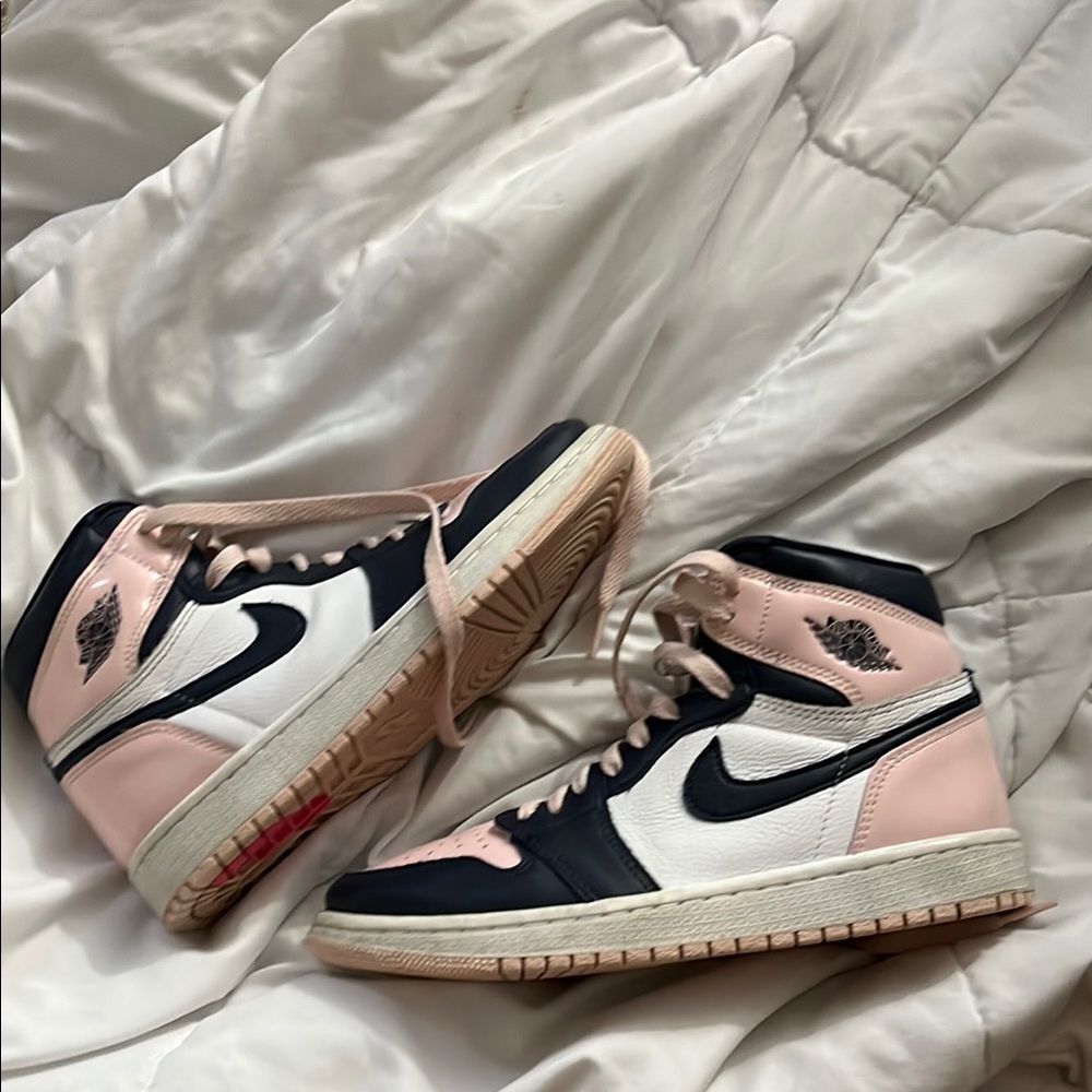 Jordan Women's Pink and Black High-Top Sneakers